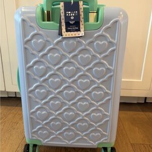 Roller Rabbit Heart Pattern Carry-On Luggage - Light Blue & Mint